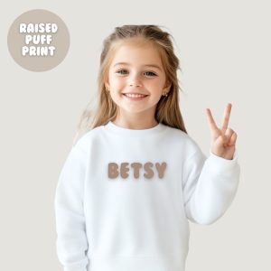 Kids Raised Puff Print Name Sweatshirt
