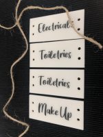 White Acrylic Tag with Text (Holes)