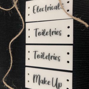 White Acrylic Tag with Text (Holes)