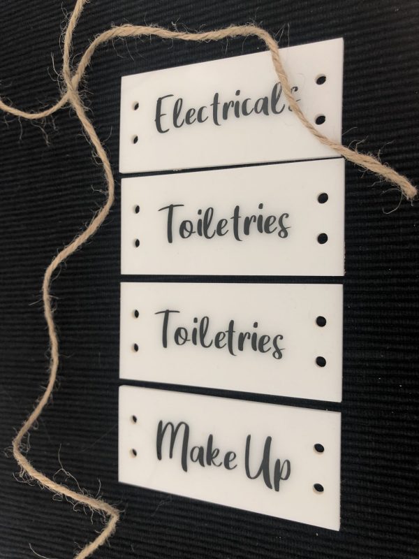 White Acrylic Tag with Text (Holes)