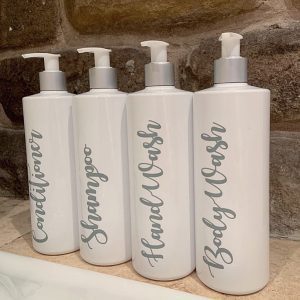 4 Luxury White Pump Bottles - DYO