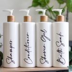 4 Luxury Bamboo & White Pump Bottles - DYO