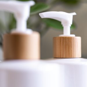4 Luxury Bamboo & White Pump Bottles - DYO