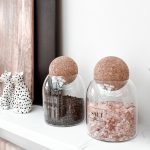 Salt And Pepper Glass Jar Set With Cork Ball Lid