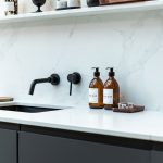 Set of 2 Plastic Amber Pump Bottles Hand Soap and Dish Soap with White Label 500ml