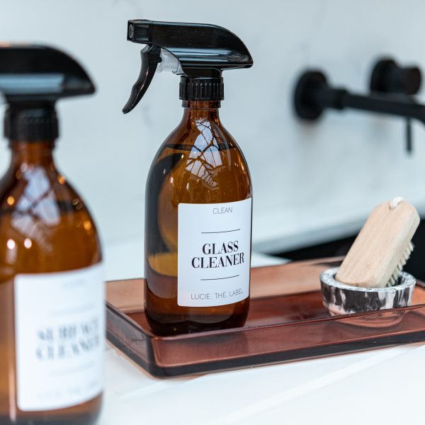 Customisable Plastic Amber Spray Bottle with White Label - 500ml