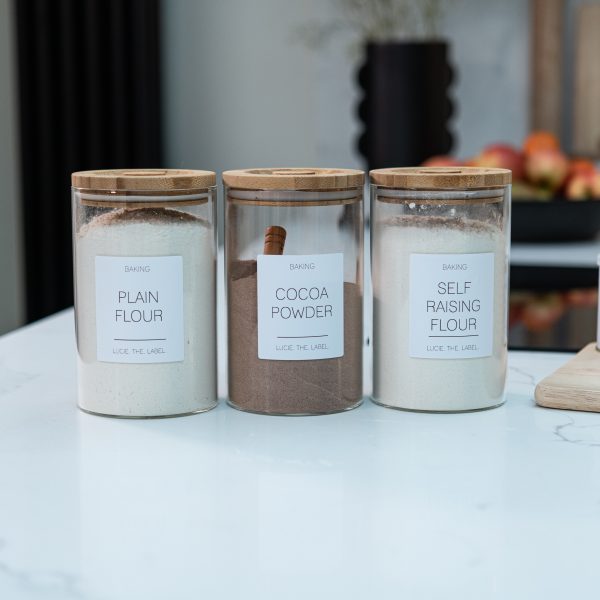 Set of 3 Customisable Glass Canisters with Wooden Lid