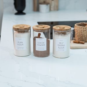 Set of 3 Customisable Glass Canisters with Wooden Lid