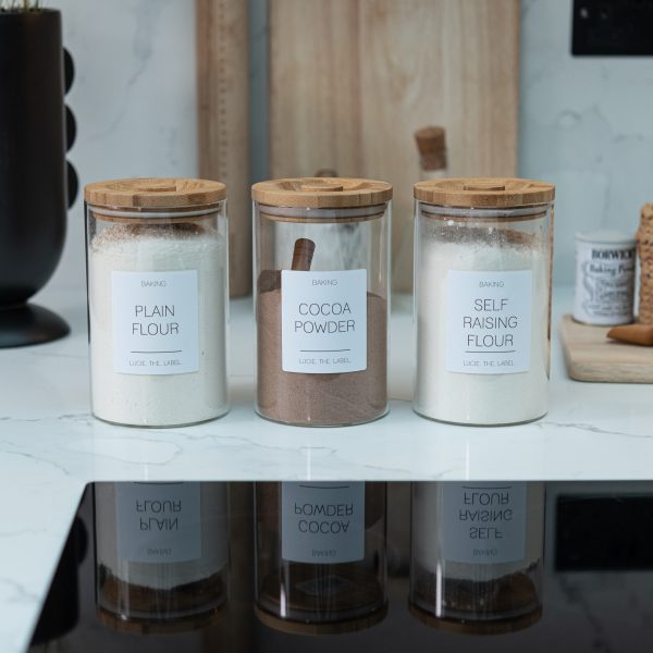 Set of 3 Customisable Glass Canisters with Wooden Lid