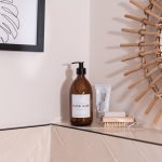 Individual Personalised Amber Plastic Pump Bottle with White Label 500ml