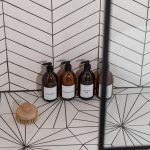 Set of 4 Customisable Luxury Amber Glass Pump Bottles with White Label 500ml