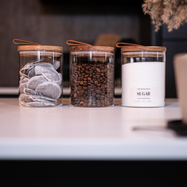 Tea Coffee Sugar Glass Jars with Pull Tab 750ml