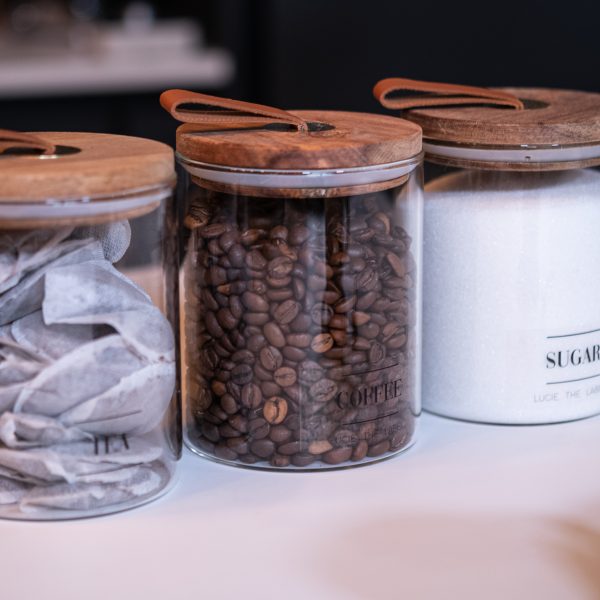 Tea Coffee Sugar Glass Jars with Pull Tab 750ml