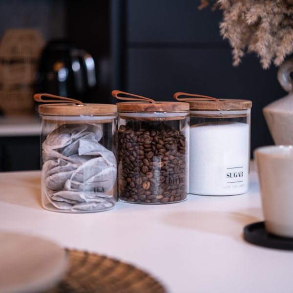 Tea Coffee Sugar Glass Jars with Pull Tab 750ml