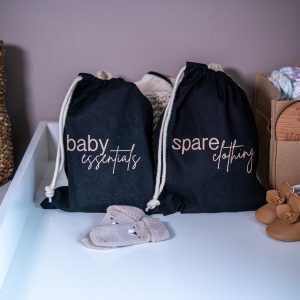 Set of 2 Black Organising Drawstrings Bags