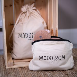 Personalised Natural Zip Pouch & Drawstring
