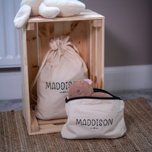 Personalised Natural Zip Pouch & Drawstring