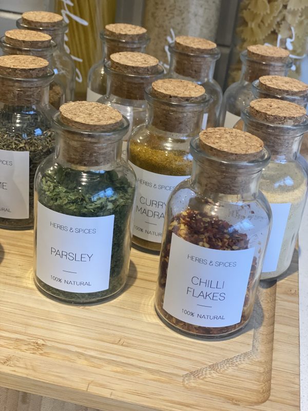 Glass Herbs and Spices Jar with Cork Stopper