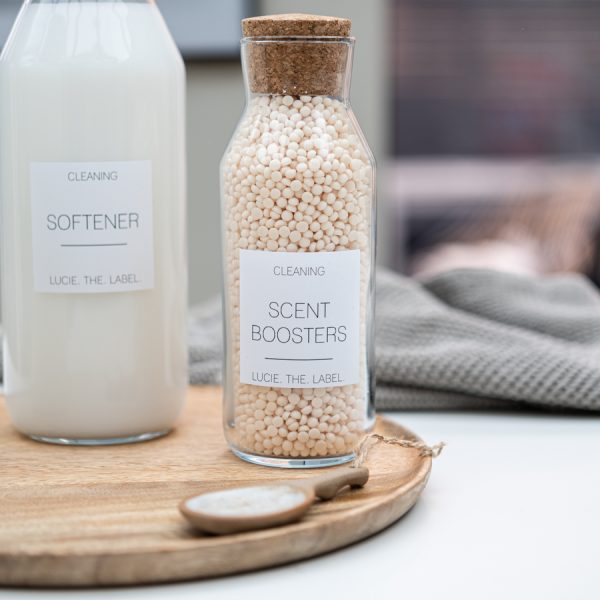 Set of 3 Minimal Laundry Glass Jars with Tray