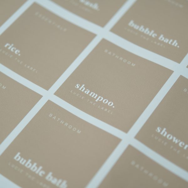 Individual Beige Waterproof Vinyl Label 60mm x 60mm