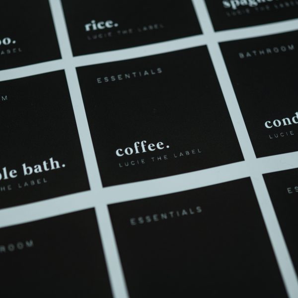 Individual Black Waterproof Vinyl Label 60mm x 60mm