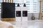 Set of 2 Matte White Monochrome Hand Soap and Dish Soap with Black Label 500ml